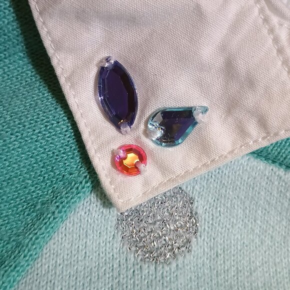 American Girl / Long Sleeve Top / Kids Girls / Size XS 6 / Aqua / Sparkly Silver - Picture 4 of 8